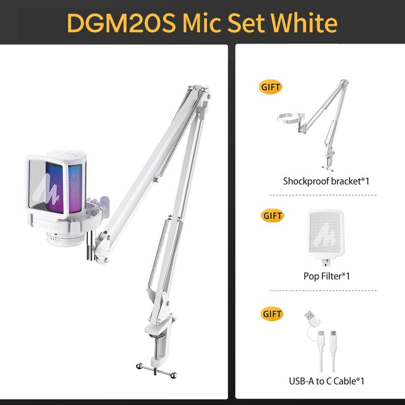 MAONO DGM20 USB Plug Gaming and Streaming RGB Tiktok Audio Microphone Gear with Muted Mic, Noise Reduction for Use with Pcs, and Android Smartphones.