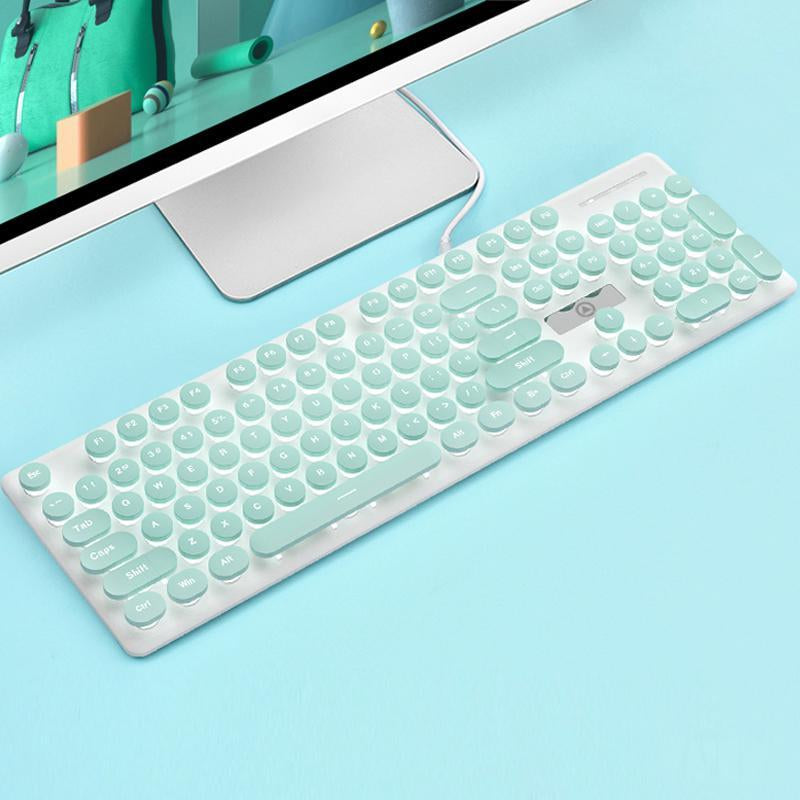 Glowing Keyboard, Wired Gaming Keyboard, round Keycap Keyboard with Backlight, Gaming Keyboard for Office & Home