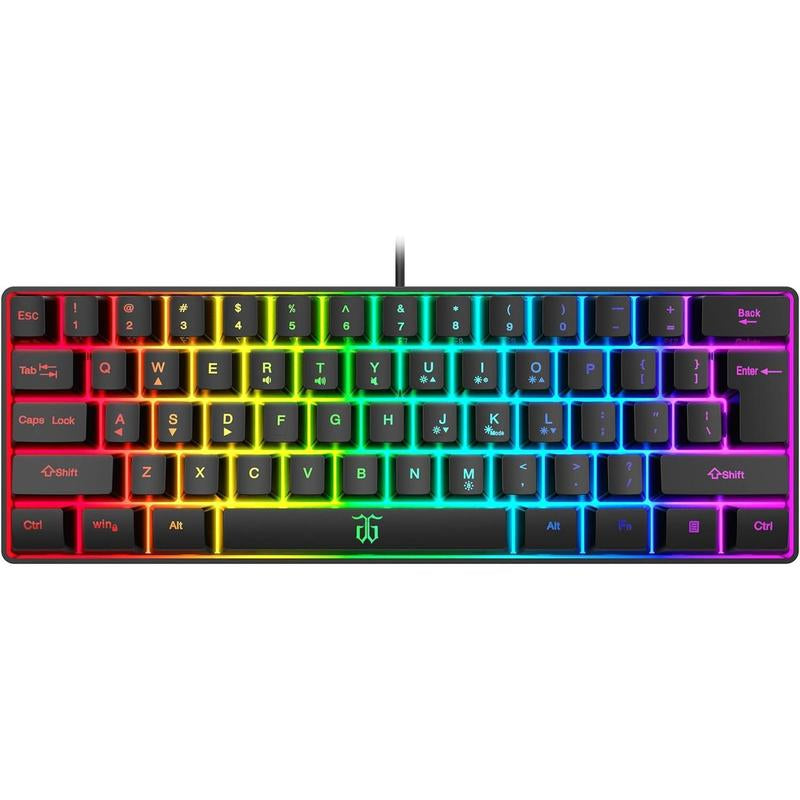 Snpurdiri 60% Wired Gaming Keyboard, 61 Keys RGB Backlit Wrist Rest Ultra-Compact Mini Waterproof Keyboard for PC Computer Gamer (White)