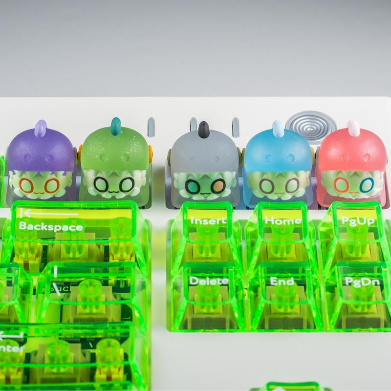 ULTRAEQUIP Artisan Keycaps - Adorable Keycaps: Puppet Dinosaur Series Shine through Keycaps Resin Keycaps Custom Keycaps Escape Handmade Keycap for Mechanical Keyboard Keycaps (Purple Puppet, Translucent)