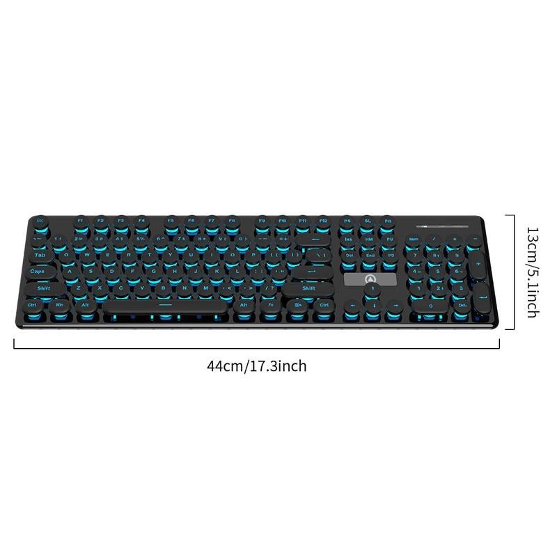 Glowing Keyboard, Wired Gaming Keyboard, round Keycap Keyboard with Backlight, Gaming Keyboard for Office & Home