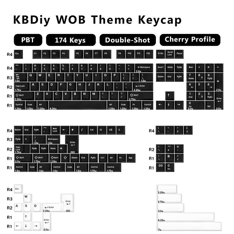 Kbdiy Carbon Keycap Set(Only KEYCAPS)PBT Double Shot Orange 174 Keys Retro Custom Key Cap Cherry Profile Keycaps for 61/64/68/84/87/100/104/108 Mechanical Keyboard