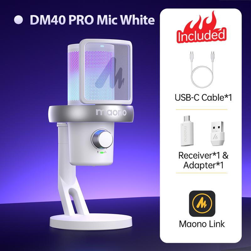 Maono DM40 Voice Changer USB / Wireless Desktop Audio RGB Gaming Microphone with Noise Reduction and EQ Setting,Compatible with Computer, PC, PS4, PS5, Smartphone, Mac, Ideal for Singing,Game Streaming,Recording and Podcasting.