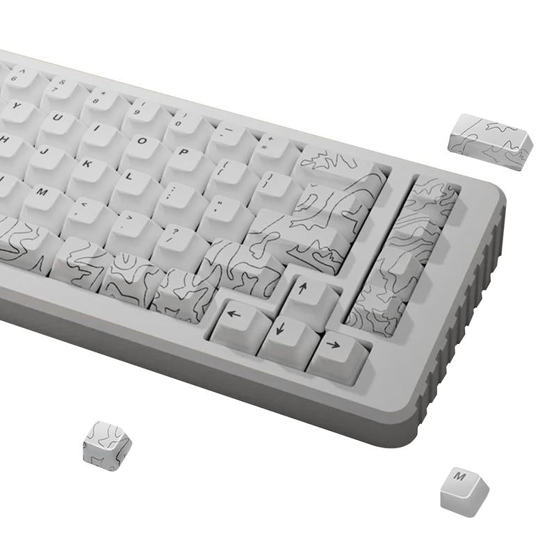 White Topo Canyon Keycaps | 164 Keycaps Set | 60%-100% Keyboard Layouts | Premium Dye Sub PBT | 1.7Mm Thick Keycaps | Cherry Profile | MX Switch Compatible