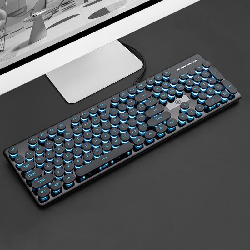 Glowing Keyboard, Wired Gaming Keyboard, round Keycap Keyboard with Backlight, Gaming Keyboard for Office & Home