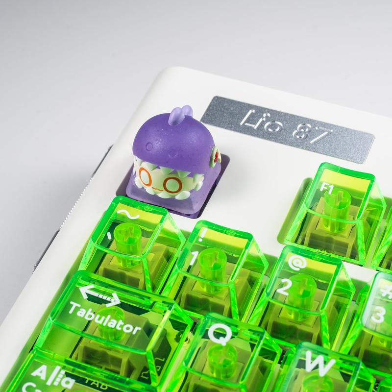 ULTRAEQUIP Artisan Keycaps - Adorable Keycaps: Puppet Dinosaur Series Shine through Keycaps Resin Keycaps Custom Keycaps Escape Handmade Keycap for Mechanical Keyboard Keycaps (Purple Puppet, Translucent)