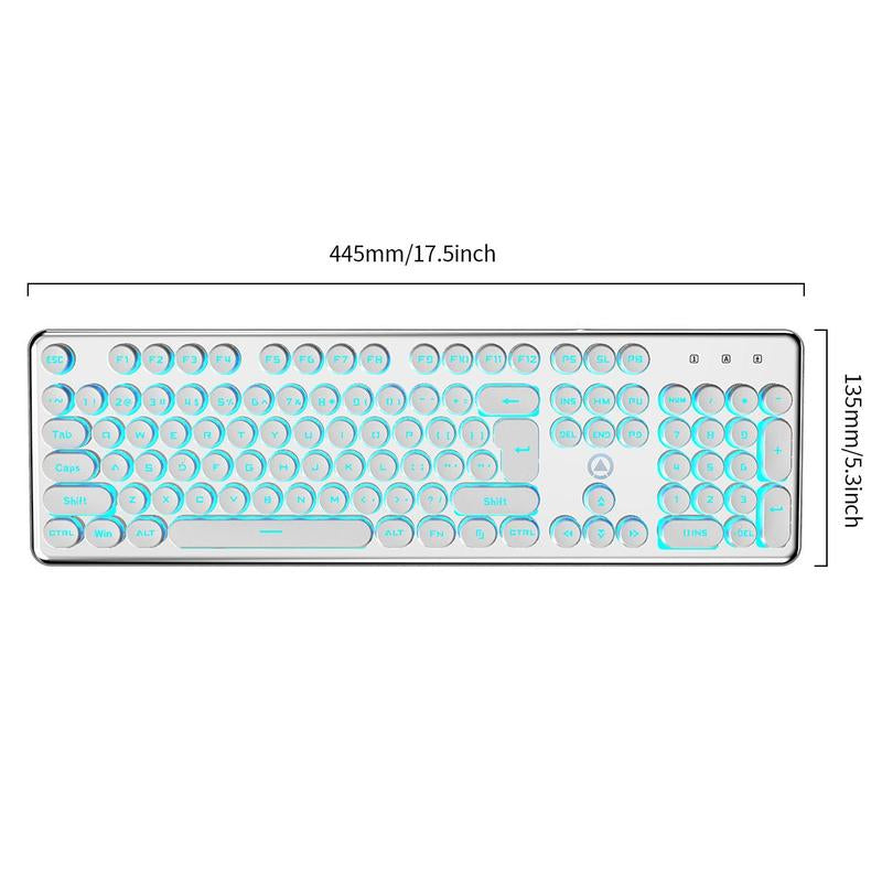 USB-A Luminous Keyboard, round Wired Keyboard, Ergonomic Keyboard for Gaming, Ambidextrous Keyboard for Home Office, Gaming Accessories