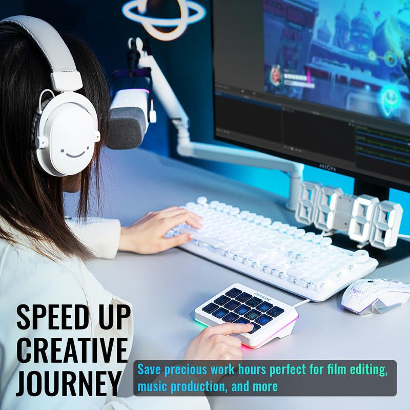 FIFINE Ampligame LCD Keyboard with 15 Shortcuts for OBS Streaming Studio with Macro Keys, Trigger Actions, PC Media RGB Gaming Controller Deck for Content Creation/Office Work-D6