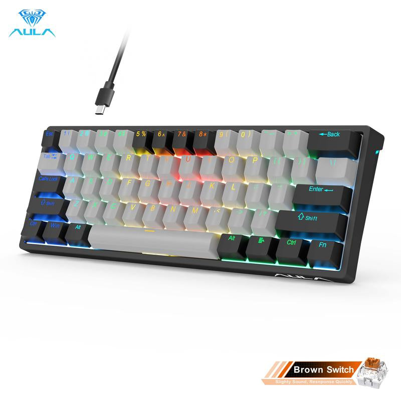 AULA F3261 60 Percent Wired Mechanical Gaming Keyboard White Keyboard 29 RGB Backlight Hot Swappable Plug Red Axis Mini Compact Birthday Gift Rainbow Backlight Cheap Keyboard Lighting Keyboard Computer Accessories Dealsforyoudays Fallfreshness