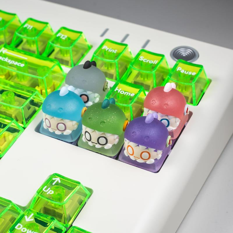 ULTRAEQUIP Artisan Keycaps - Adorable Keycaps: Puppet Dinosaur Series Shine through Keycaps Resin Keycaps Custom Keycaps Escape Handmade Keycap for Mechanical Keyboard Keycaps (Purple Puppet, Translucent)