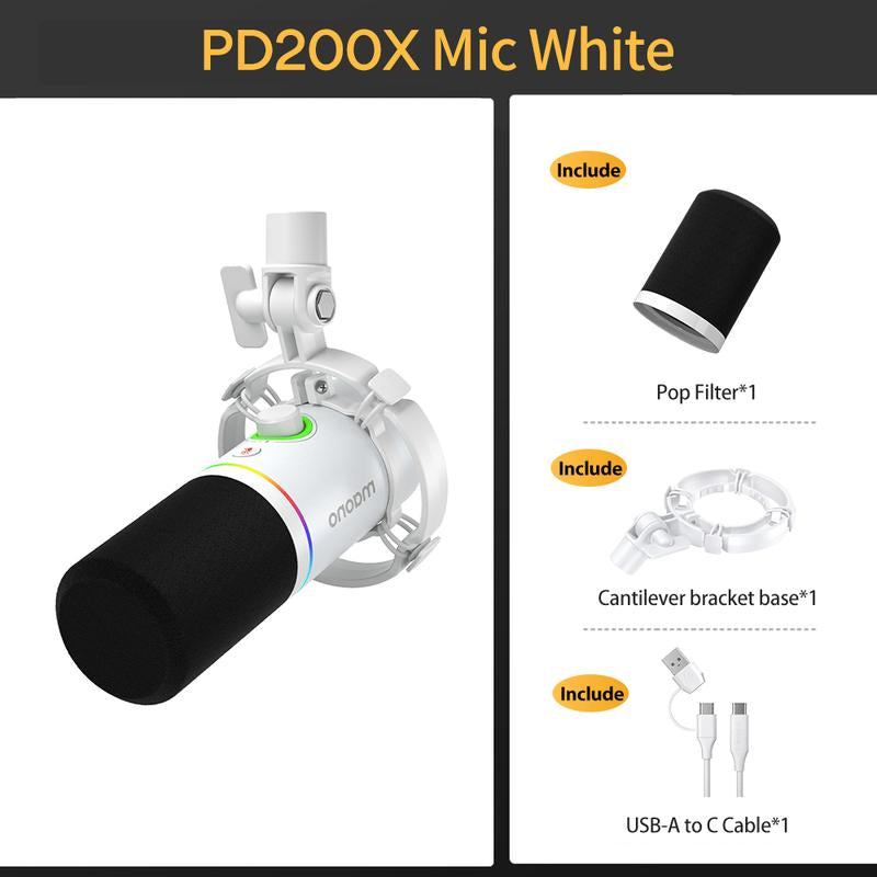 Maono PD200X Dynamic RGB Gaming Microphone with USB & XLR Cable Connectivity, Mute Button, Noise Reduction, Zero Latency, Widely Compatible with Computers, PC, Mac, Android /Ios Smartphone, Audio Mixer, Friendly for Singing, Gaming, Podcasting, Recording.
