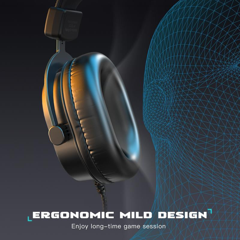 FIFINE H6 Gaming Headset for Pc-Wired Headphones with Microphone, 7.1 Surround Sound Computer USB Headset for Laptop, Streaming Headphones on PS4/PS5, with There EQ Mode, RGB, Soft Ear Pads