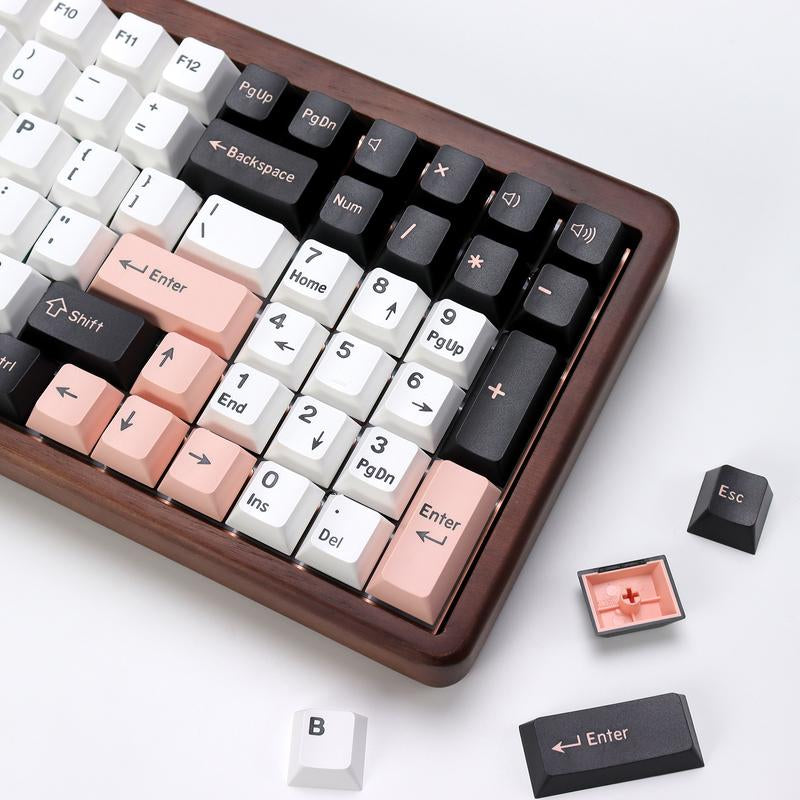 Kbdiy Olivia Keycap Set(Only Keycaps)Female Keycaps PBT Double Shot 174 Keys Pink Keycaps 60 Percent Cherry Profile Keycap for 61/64/68/84/87/100/104/108 Mechanical Keyboard