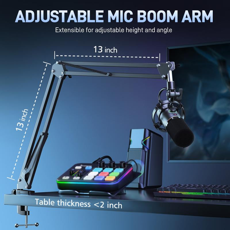Maono PD200X Dynamic RGB Gaming Microphone with USB & XLR Cable Connectivity, Mute Button, Noise Reduction, Zero Latency, Widely Compatible with Computers, PC, Mac, Android /Ios Smartphone, Audio Mixer, Friendly for Singing, Gaming, Podcasting, Recording.