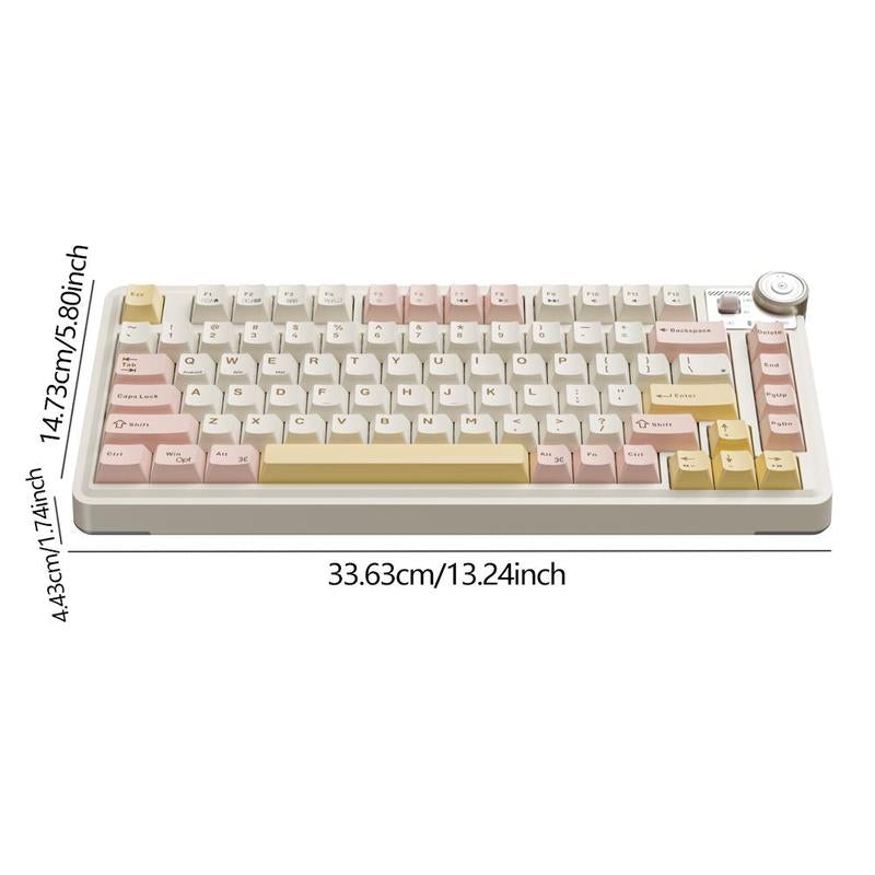 MK75 Wireless Keyboard, 81 Key Gasket Structure Keyboard with RGB Backlight, Universal USB Rechargeable Ergonomic Keyboard for Tablet & Laptop, Lighted Mechanical Keyboard, Gaming Accessories, Creamy Keyboard, Colorful Design Keyboard