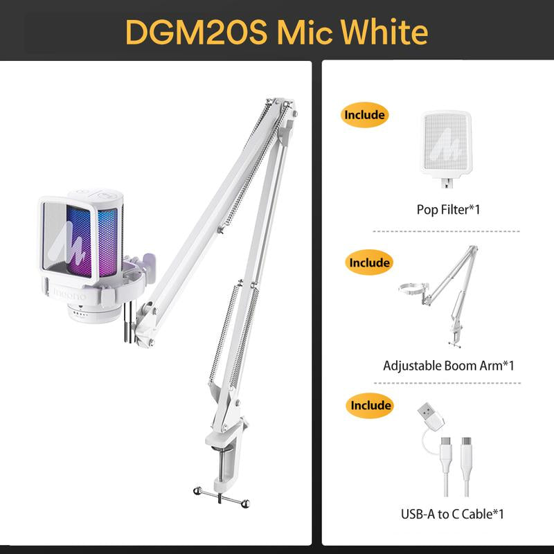 MAONO DGM20S Game Streaming USB Tiktok Audio Microphone Kit with Boom Arm and Rgb-Muted Mic Setup Compatible with Pcs, and Android Smartphones.