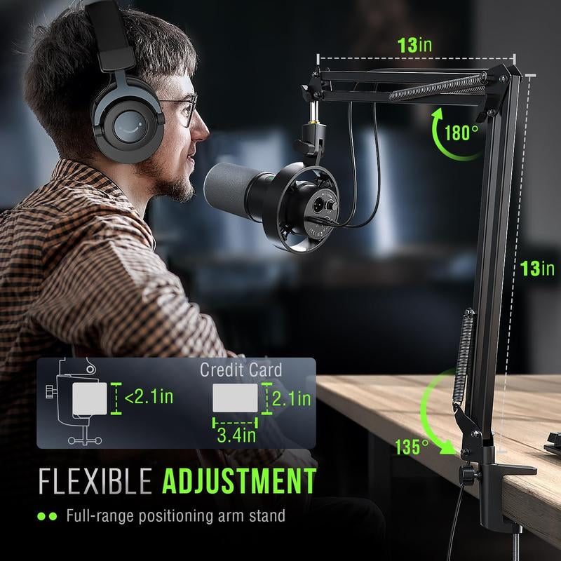 FIFINE K688NEO USB/XLR Dynamic Podcast Microphone – Pro Mic Kit with Adjustable Boom Arm, Mute & Monitor for Streaming, Gaming, Vocal & Music Recording Audio, for PC Smartphone Mixer