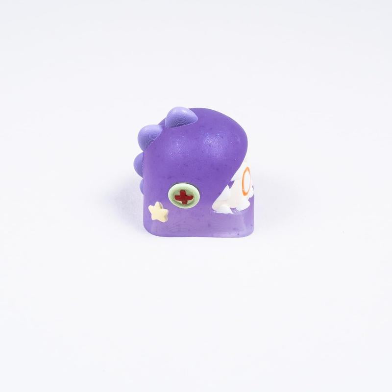 ULTRAEQUIP Artisan Keycaps - Adorable Keycaps: Puppet Dinosaur Series Shine through Keycaps Resin Keycaps Custom Keycaps Escape Handmade Keycap for Mechanical Keyboard Keycaps (Purple Puppet, Translucent)