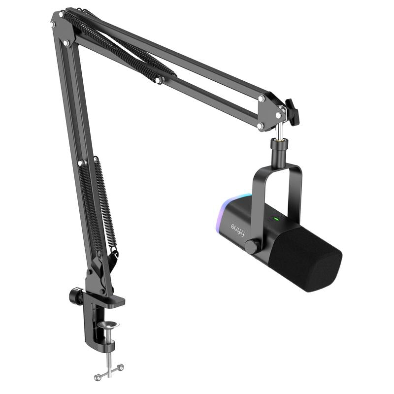 FIFINE AM8T XLR/USB Gaming Microphone with Boom Arm Stand, Dynamic PC Mic for Streaming Podcasting, Computer RGB Mic Kit, Mute Button, Headphones Jack, for Recording Vocal Voice-Over Audio, for Smartphone
