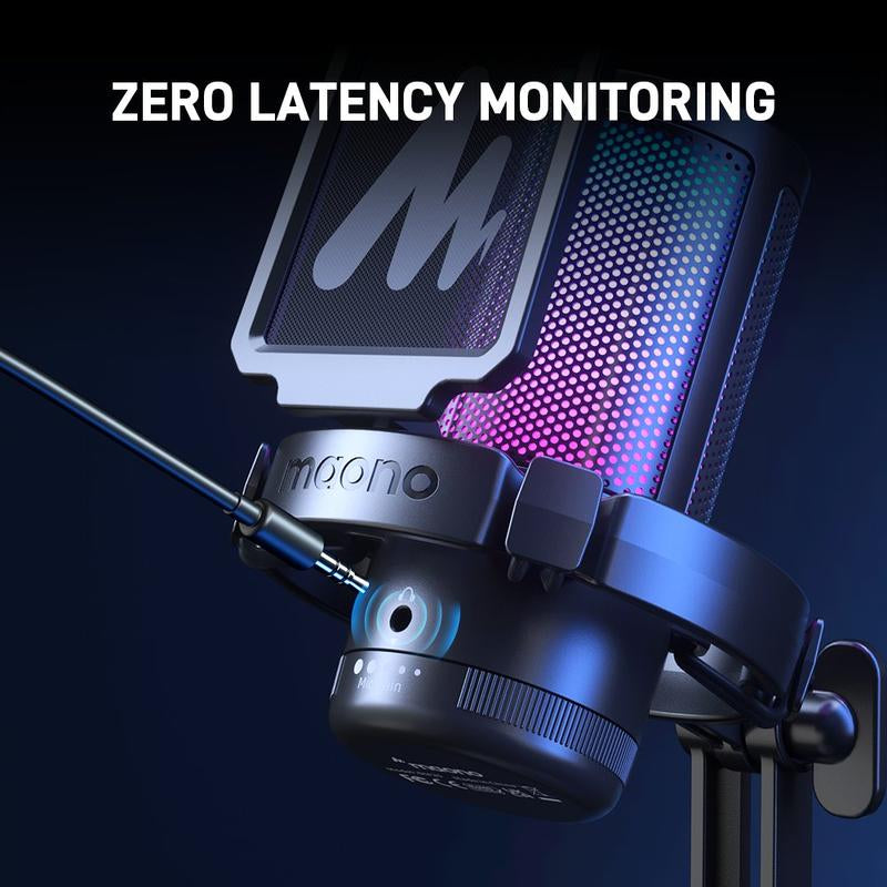 MAONO DGM20 USB Plug Gaming and Streaming RGB Tiktok Audio Microphone Gear with Muted Mic, Noise Reduction for Use with Pcs, and Android Smartphones.