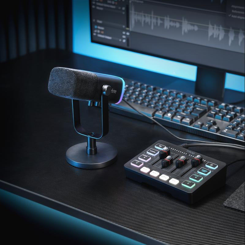 FIFINE Gaming Streaming Bundle, AM8 Dynamic XLR/USB Gaming Mic Set with SC3 Streaming Audio Mixer for Podcast Recording, Video, Vocal, Content Creators, Gamer Microphone Set with Volume Fader/Xlr Interface for PC / Smartphone