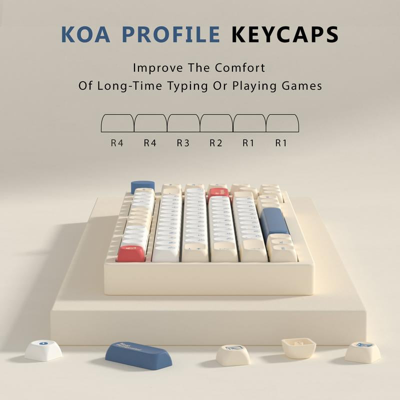 Kbdiy Soymilk KOA Profile Keycaps 60 75 100 Percent,Dye-Sublimation PBT Cute Custom Keyboard Keycap,140 Key Cap Set for Cherry Gateron MX Switches Mechanical Keyboards(Only KEYCAPS)
