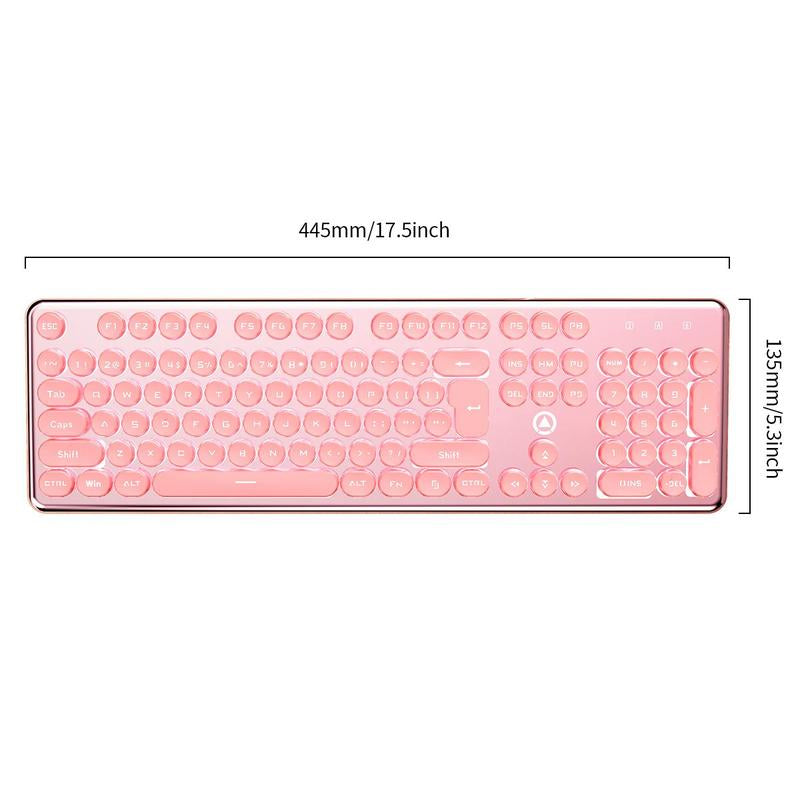 USB-A Luminous Keyboard, round Wired Keyboard, Ergonomic Keyboard for Gaming, Ambidextrous Keyboard for Home Office, Gaming Accessories