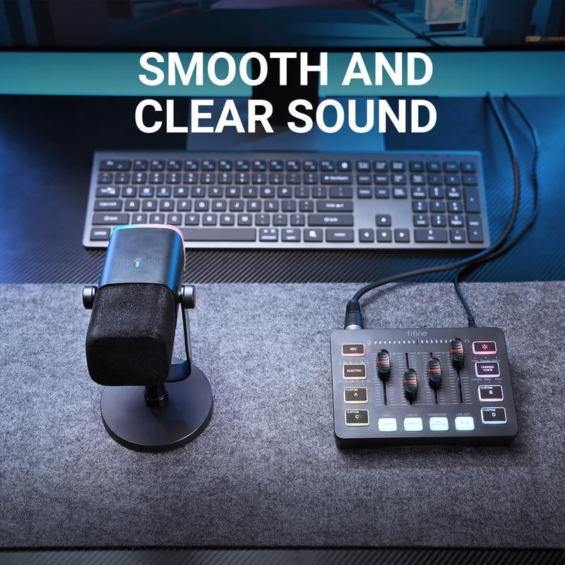 FIFINE Gaming Streaming Bundle, AM8 Dynamic XLR/USB Gaming Mic Set with SC3 Streaming Audio Mixer for Podcast Recording, Video, Vocal, Content Creators, Gamer Microphone Set with Volume Fader/Xlr Interface for PC / Smartphone