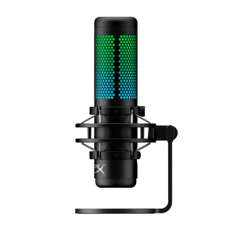 Hyperx Quadcast S USB Microphone with RGB Lighting Anti-Vibration Shock Mount Tap-To-Mute Sensor & Customizable via Hyperx NGENUITY Software
