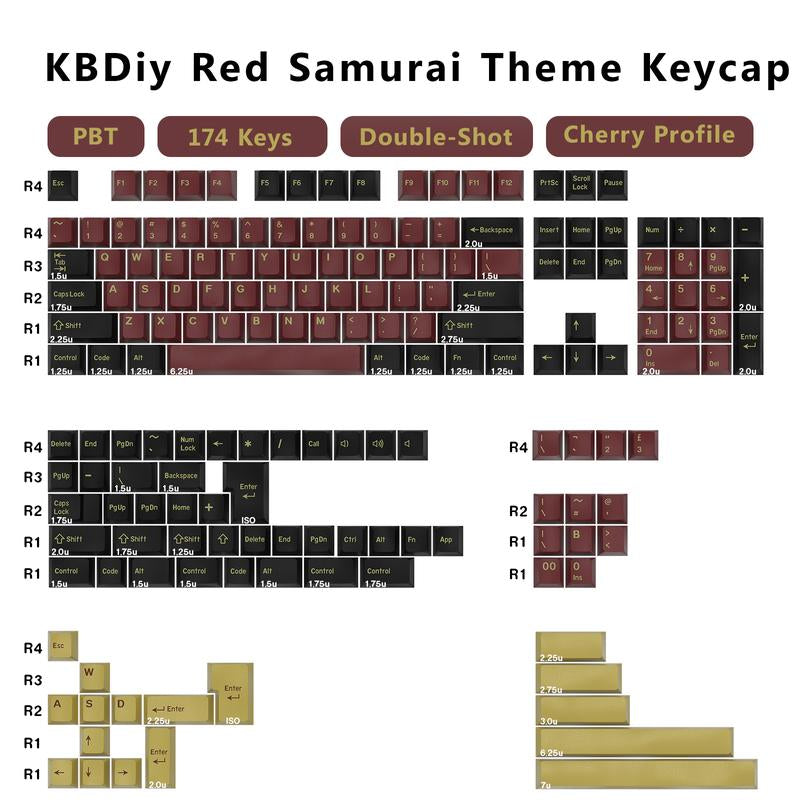 Kbdiy Carbon Keycap Set(Only KEYCAPS)PBT Double Shot Orange 174 Keys Retro Custom Key Cap Cherry Profile Keycaps for 61/64/68/84/87/100/104/108 Mechanical Keyboard
