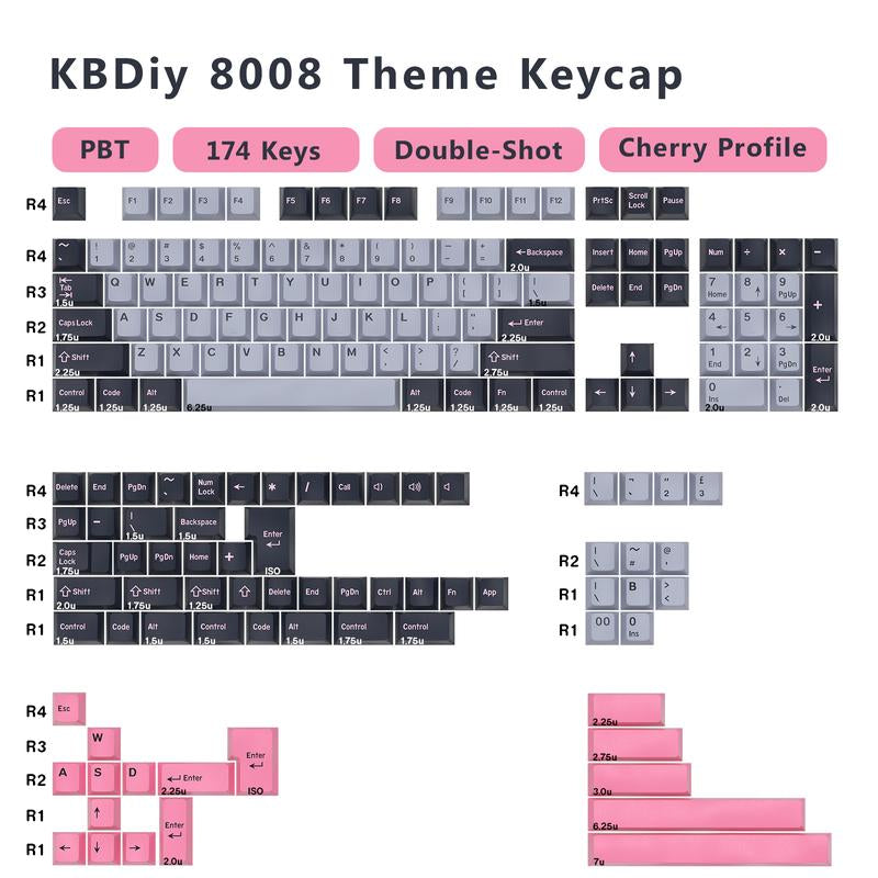 Kbdiy Carbon Keycap Set(Only KEYCAPS)PBT Double Shot Orange 174 Keys Retro Custom Key Cap Cherry Profile Keycaps for 61/64/68/84/87/100/104/108 Mechanical Keyboard