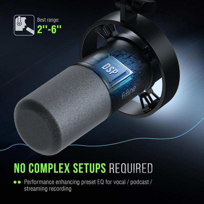 FIFINE K688NEO USB/XLR Dynamic Podcast Microphone – Pro Mic Kit with Adjustable Boom Arm, Mute & Monitor for Streaming, Gaming, Vocal & Music Recording Audio, for PC Smartphone Mixer