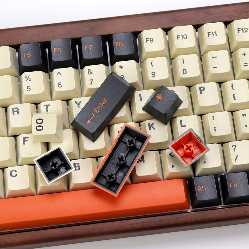 Kbdiy Carbon Keycap Set(Only KEYCAPS)PBT Double Shot Orange 174 Keys Retro Custom Key Cap Cherry Profile Keycaps for 61/64/68/84/87/100/104/108 Mechanical Keyboard