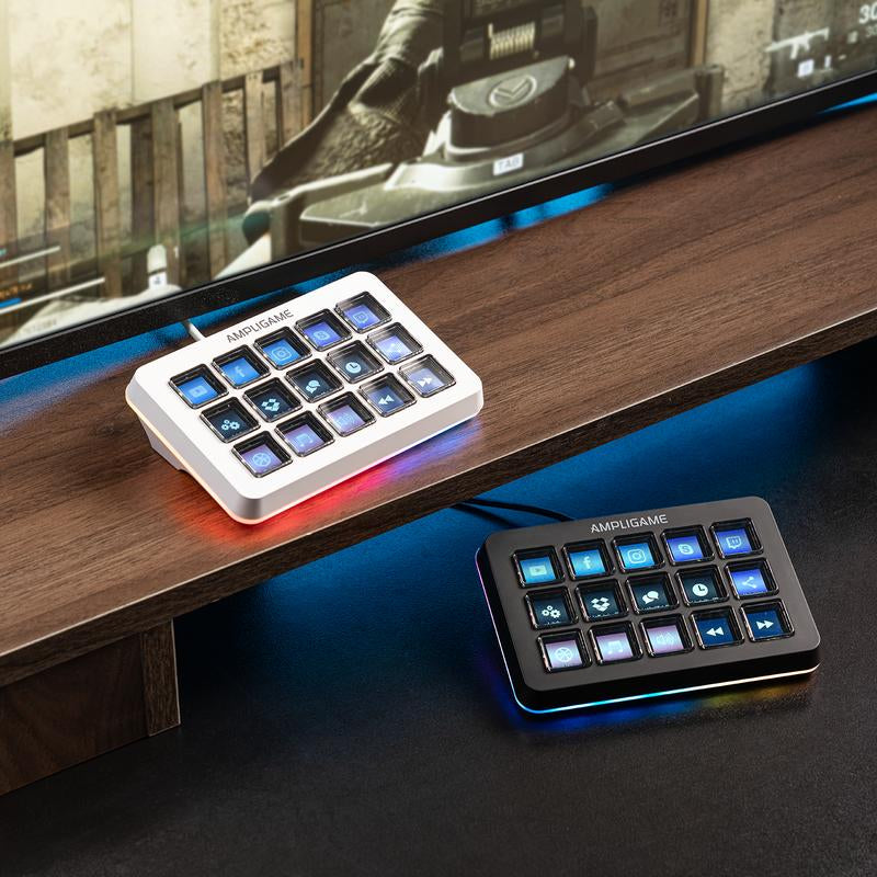 FIFINE Ampligame LCD Keyboard with 15 Shortcuts for OBS Streaming Studio with Macro Keys, Trigger Actions, PC Media RGB Gaming Controller Deck for Content Creation/Office Work-D6