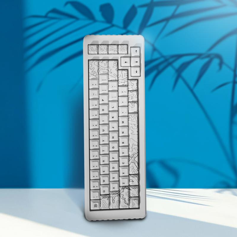 White Topo Canyon Keycaps | 164 Keycaps Set | 60%-100% Keyboard Layouts | Premium Dye Sub PBT | 1.7Mm Thick Keycaps | Cherry Profile | MX Switch Compatible