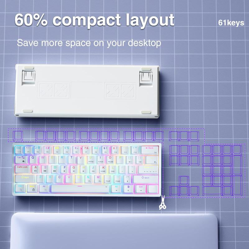 AULA F3261 60 Percent Wired Mechanical Gaming Keyboard White Keyboard 29 RGB Backlight Hot Swappable Plug Red Axis Mini Compact Birthday Gift Rainbow Backlight Cheap Keyboard Lighting Keyboard Computer Accessories Dealsforyoudays Fallfreshness