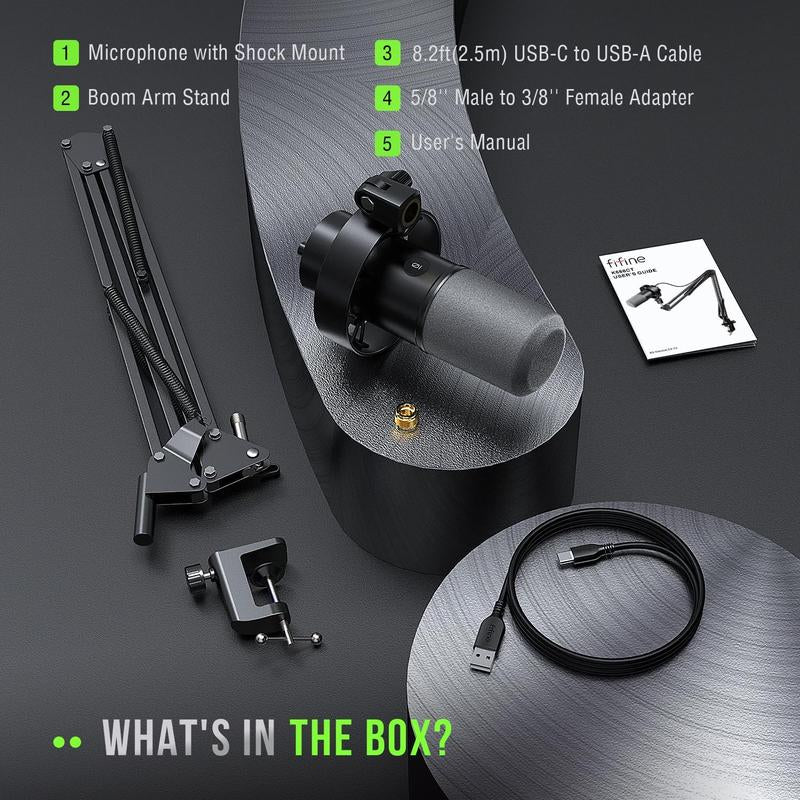 FIFINE K688NEO USB/XLR Dynamic Podcast Microphone – Pro Mic Kit with Adjustable Boom Arm, Mute & Monitor for Streaming, Gaming, Vocal & Music Recording Audio, for PC Smartphone Mixer