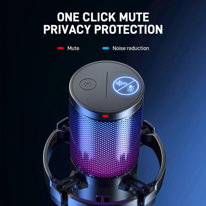 MAONO DGM20 USB Plug Gaming and Streaming RGB Tiktok Audio Microphone Gear with Muted Mic, Noise Reduction for Use with Pcs, and Android Smartphones.
