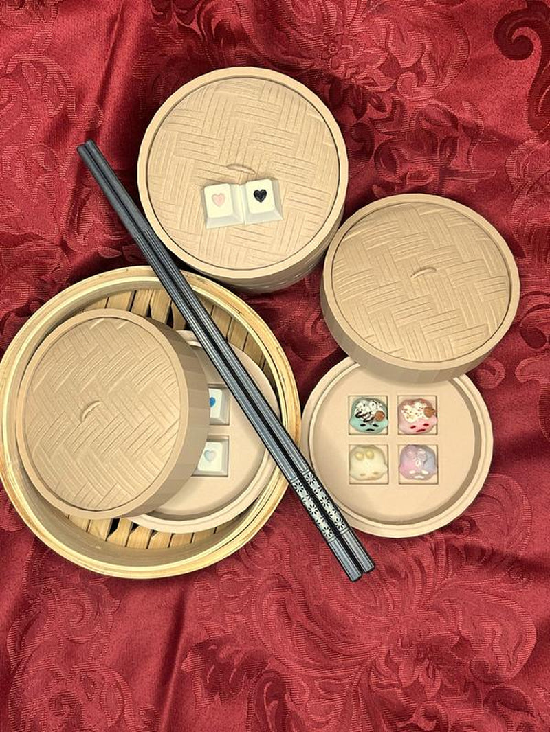 Bamboo Dimsum Steamer Artisan Keycap Tray