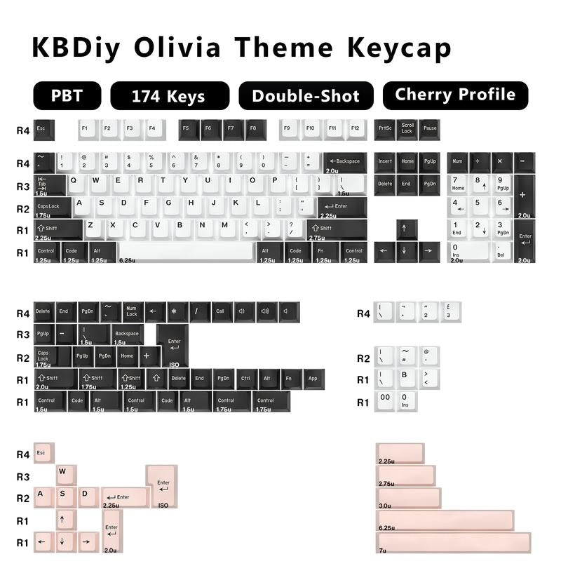 Kbdiy Carbon Keycap Set(Only KEYCAPS)PBT Double Shot Orange 174 Keys Retro Custom Key Cap Cherry Profile Keycaps for 61/64/68/84/87/100/104/108 Mechanical Keyboard