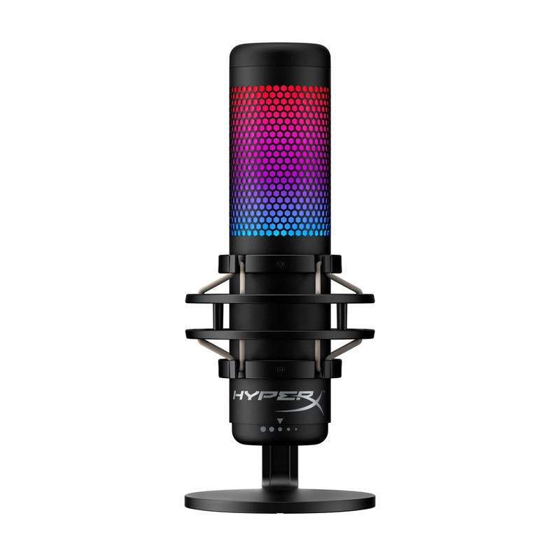 Hyperx Quadcast S USB Microphone with RGB Lighting Anti-Vibration Shock Mount Tap-To-Mute Sensor & Customizable via Hyperx NGENUITY Software