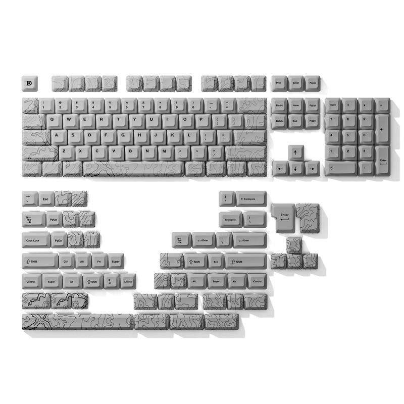 White Topo Canyon Keycaps | 164 Keycaps Set | 60%-100% Keyboard Layouts | Premium Dye Sub PBT | 1.7Mm Thick Keycaps | Cherry Profile | MX Switch Compatible