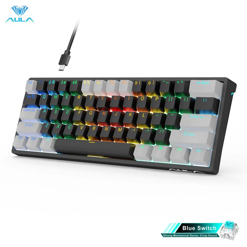 AULA F3261 60 Percent Wired Mechanical Gaming Keyboard White Keyboard 29 RGB Backlight Hot Swappable Plug Red Axis Mini Compact Birthday Gift Rainbow Backlight Cheap Keyboard Lighting Keyboard Computer Accessories Dealsforyoudays Fallfreshness