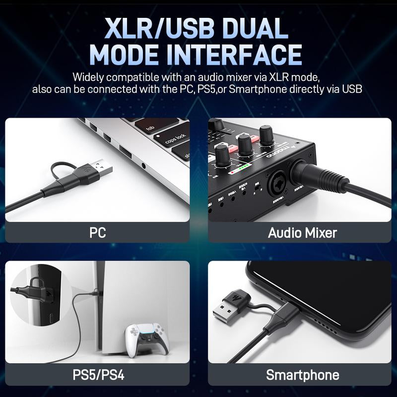 Maono PD200X Dynamic RGB Gaming Microphone with USB & XLR Cable Connectivity, Mute Button, Noise Reduction, Zero Latency, Widely Compatible with Computers, PC, Mac, Android /Ios Smartphone, Audio Mixer, Friendly for Singing, Gaming, Podcasting, Recording.