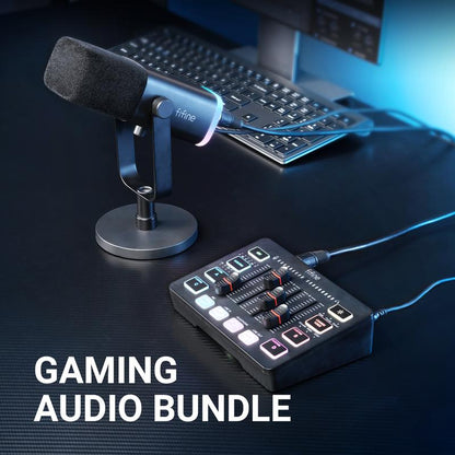 FIFINE Gaming Streaming Bundle, AM8 Dynamic XLR/USB Gaming Mic Set with SC3 Streaming Audio Mixer for Podcast Recording, Video, Vocal, Content Creators, Gamer Microphone Set with Volume Fader/Xlr Interface for PC / Smartphone