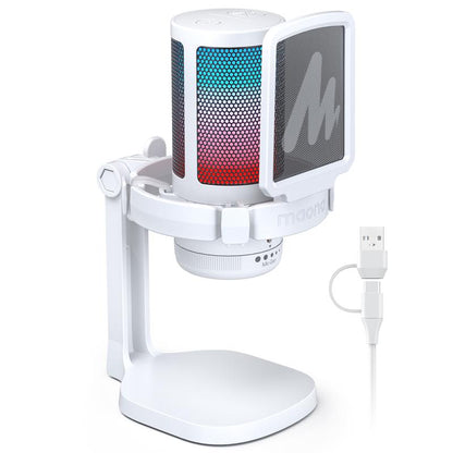 MAONO DGM20 USB Plug Gaming and Streaming RGB Tiktok Audio Microphone Gear with Muted Mic, Noise Reduction for Use with Pcs, and Android Smartphones.