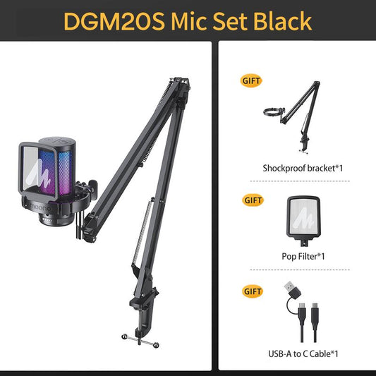 MAONO DGM20 USB Plug Gaming and Streaming RGB Tiktok Audio Microphone Gear with Muted Mic, Noise Reduction for Use with Pcs, and Android Smartphones.