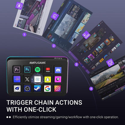FIFINE D6 Gaming Stream Controller, Control Pad, Ampligame Control Deck, with 15 Macro Keys, Streaming Keyboard with Trigger Actions in Obs/Twitch/Youtube, Shortcut Buttons Keypad Works with Mac and PC - Ampligame D6