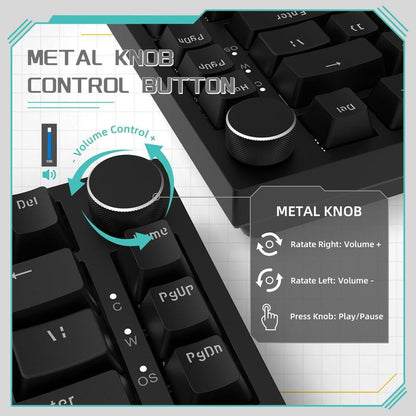 AJAZZ AK820 Wired Mechanical Keyboard, Side Engraved Keycap Keyboard, Full Key Hot Swap Gasket Structure Keyboard, Gaming Keyboard for Gaming