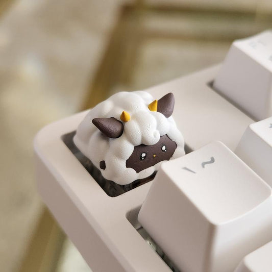 Palworld Lamball Video Game Keycap - Hand Painted, Cute Keycap Designs, Cherry MX